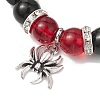 2Pcs 10mm Round Blue Cat Eye & Red Glass & Black Glass Beaded Stretch Bracelet Sets for Lover BJEW-JB10325-04-4