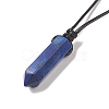 Natural Lapis Lazuli Bullet Pendant Necklace with Waxed Cords for Women NJEW-M196-02E-4