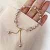 Acrylic & Cubic Zirconia Beads Slider Bracelets WG9EBEA-01-1