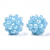 Electroplate Glass Round Woven Beads X-GLAA-T024-01C-2