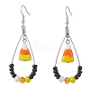 Corn Brass Glass Dangle Earrings EJEW-JE06660-1