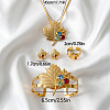 Maple Leaf Alloy Colorful Rhinestone Pendant Necklaces & Stud Earrings & Cuff Bangles & Cuff Rings Sets for Women WGFFE4E-01-4