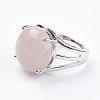 Adjustable Natural Rose Quartz Finger Rings RJEW-F075-01O-2