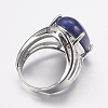 Natural Lapis Lazuli Wide Band Finger Rings X-RJEW-K224-A15-2
