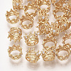 Brass with Clear Cubic Zirconia Crown European Beads KK-T035-122-G-1