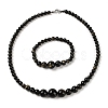 Natural Golden Sheen Obsidian Round Beads Bracelets & Necklaces Sets SJEW-L132-20-1