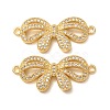 Brass Micro Pave Clear Cubic Zirconia Connector Charms CU-CBA4579-21G-1