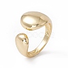 Rack Plating Brass Teardrop Open Cuff Ring for Women RJEW-B043-17-3