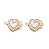 Heart Brass Micro Pave Cubic Zirconia Box Clasps KK-B125-15A-01G-1