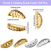 100Pcs 2 Colors Brass Crystal Rhinestone Spacer Bars ALRI-SC0001-60B-2