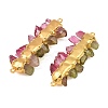 Electroplated Two Tone Natural Quartz Crystal Nuggets Beaded Connector Charms KK-H516-18G-01-2