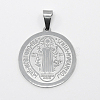 Non-Tarnish Trendy Necklace Findings Flat Round with San Benito 304 Stainless Steel Pendants STAS-L012-A07P-1
