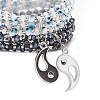 2Pcs 2 Color Lampwork Evil Eye & Glass Stretch Multi-strand Bracelets Set BJEW-JB08785-6