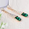 Real 18K Gold Plated Brass Rhinestone Teardrop Stud Earrings EJEW-EE0001-232B-2
