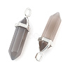 Natural Grey Agate Double Terminated Pointed Pendants G-F295-05M-2