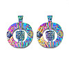 Rainbow Color Alloy Big Pendant Rhinestone Settings PALLOY-N156-197-2