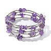 Natural Amethyst Chip Warp Bracelets X-BJEW-JB01517-02-5