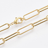 Brass Flat Oval Paperclip Chain Necklace Making MAK-S072-07B-G-1
