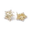 Long-Lasting Plated Brass Stud Earrings with Plastic Pearl for Women EJEW-A088-09G-2