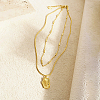 304 Stainless Steel Round Snake & Link Chains Double Layer Necklaces LK2067-1-2