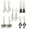 Golden Alloy Enamel Dangle Earrings for Women X-EJEW-JE05657-1