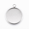 Tarnish Resistant 304 Stainless Steel Pendant Cabochon Settings STAS-E146-18P-18mm-1