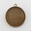 Flat Round Alloy Pendant Cabochon Settings X-PALLOY-N0088-36AB-NF-1