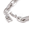 Clear Cubic Zirconia Oval Link Chain Bracelet BJEW-E015-01P-4