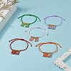 Handmade Japanese Seed Rectangle with Cross & Evil Eye Charm Bracelets BJEW-MZ00010-6