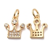 Brass Micro Pave Clear Cubic Zirconia Charms KK-I658-17G-2