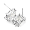 Brass with Cubic Zirconia Stud Earring Findings X-KK-Q789-14P-2