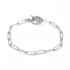 Tarnish Resistant 304 Stainless Steel Textured Paperclip Chain Bracelets X-BJEW-JB05112-1
