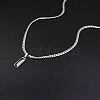 Rectangle 304 Stainless Steel Cubic Zirconia Snake Chain Pendant Necklaces FS-WGB1AC9-01-3