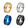 4 Colors Stainless Steel Grooved Finger Ring Settings STAS-TA0001-26E-9