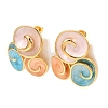 304 Stainless Steel Enamel Spiral Stud Earrings for Women EJEW-A138-03G-4