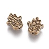 Tibetan Style Alloy Hamsa Hand/Hand of Fatima/Hand of Miriam Beads TIBEB-7722-AB-NR-2