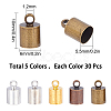 150Pcs 5 Colors Brass Cord Ends FIND-SC0002-83-2