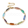 Colorful Glass Link Chain Bracelets BJEW-B075-04-1