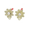 Rack Plating Golden Alloy with ABS Pearl Stud Earring Findings EJEW-B036-03G-14-1