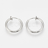 Tarnish Resistant 201 Stainless Steel Retractable Clip-on Hoop Earrings STAS-S100-01-1