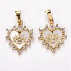 Brass Clear Cubic Zirconia Pendants ZIRC-J025-67G-06-1