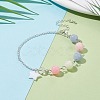 Natural White Jade(Dyed) Beaded Bracelet with 304 Stainless Steel Rolo Chains BJEW-JB08145-05-2