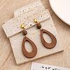 Wood & Brass Dangle Stud Earrings WGD57B9-04-1