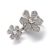 Rack Plating Flower Brass Pave Clear Cubic Zirconia Fold Over Magnetic Clasps KK-C019-21P-3
