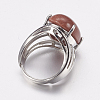 Natural & Synthetic Gemstone Wide Band Finger Rings RJEW-K224-A-4