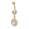 Brass Cubic Zirconia Navel Ring AJEW-EE0004-09-5