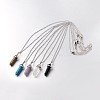 Brass Gemstone Bullet Pendant Necklaces NJEW-JN01042-1