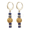 3 Pairs Natural Lava Rock & Natural Howlite & Natural Lapis Lazuli Beaded Hoop Earrings EJEW-JE06177-4