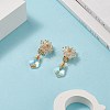 Glass Beaded Flower with Teardrop Dangle Clip-on Earrings EJEW-JE05206-4