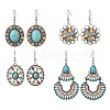 Bohemian Alloy Enamel & Synthetic Turquoise Dangle Earrings for Women EJEW-JE07341-3
